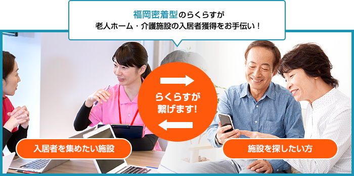 福岡密着型のらくらすが老人ホーム・介護施設の入居者獲得をお手伝い！