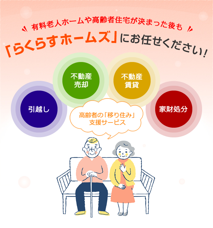 有料老人ホームや高齢者住宅が決まった後も「らくらすホームズ」にお任せください！